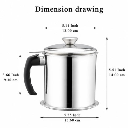 Stainless Steel Oil Strainer Pot with Fine Mesh Filter