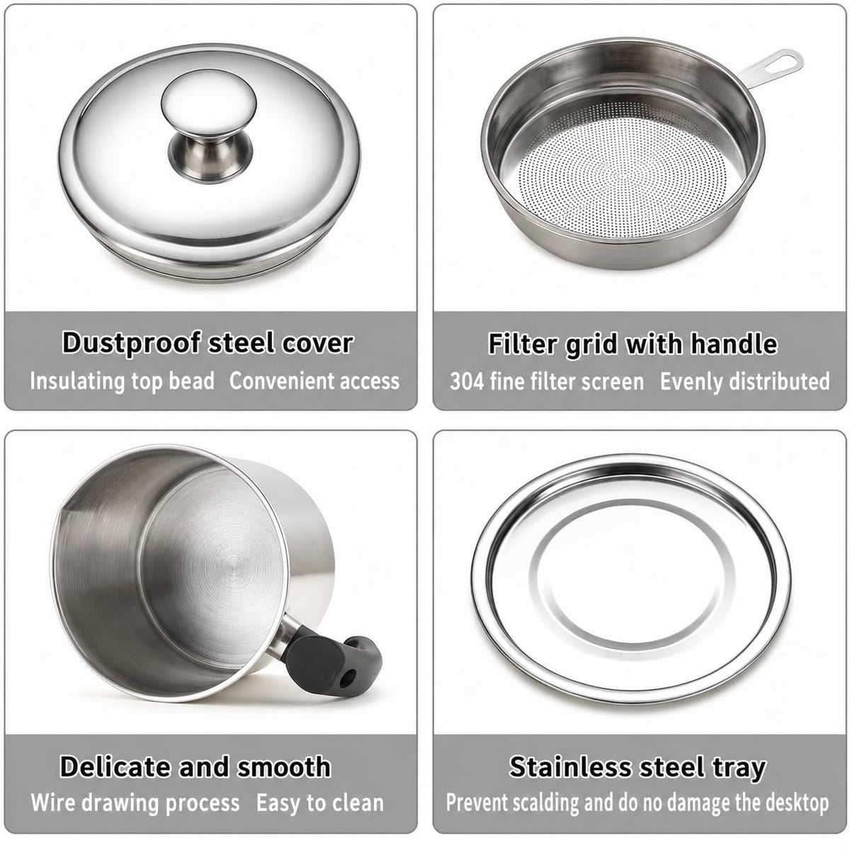 Stainless Steel Oil Strainer Pot with Fine Mesh Filter